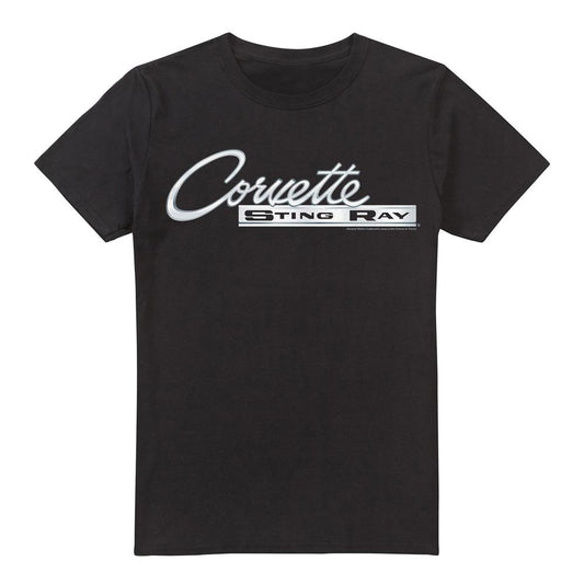 Black - Front - Chevrolet Unisex Adult Chrome Stingray Logo T-Shirt