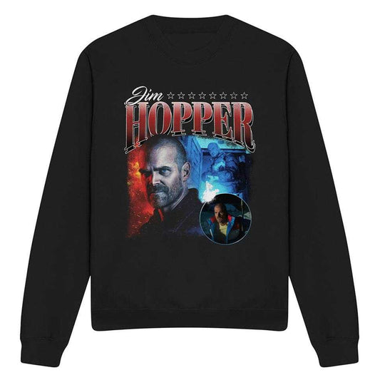 Black - Front - Stranger Things 4 Unisex Adult Jim Hopper Homage Sweatshirt
