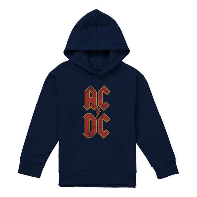 Navy - Lifestyle - AC-DC Childrens-Kids Logo Stack Pull Over Hoodie