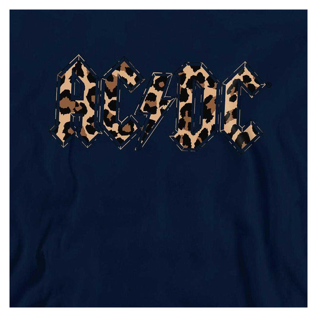 Navy - Side - AC-DC Childrens-Kids Leopard Print Pull Over Hoodie