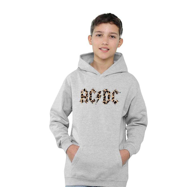 Athletic Heather - Lifestyle - AC-DC Childrens-Kids Leopard Print Pull Over Hoodie