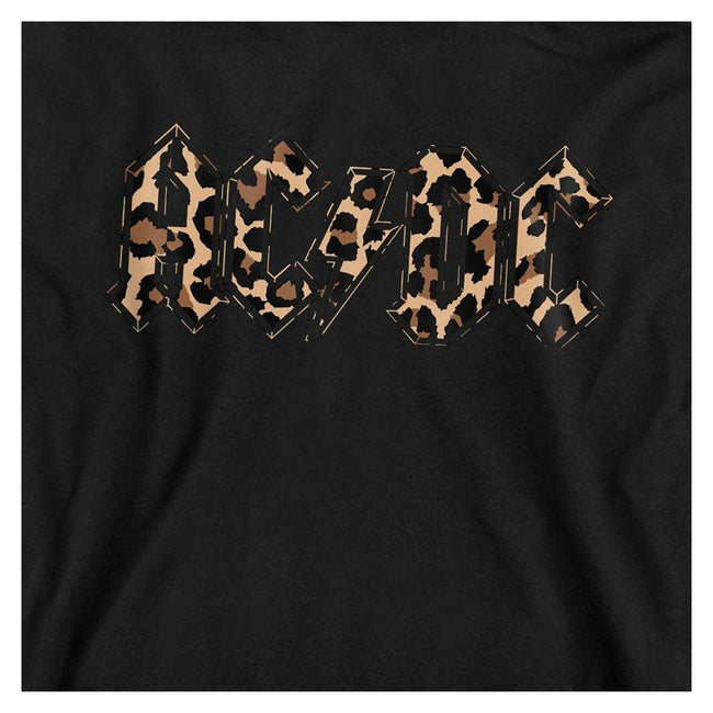 Black - Side - AC-DC Childrens-Kids Leopard Print Pull Over Hoodie