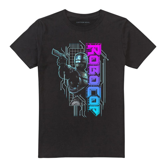 Black - Front - Robocop Unisex Adult Neon T-Shirt