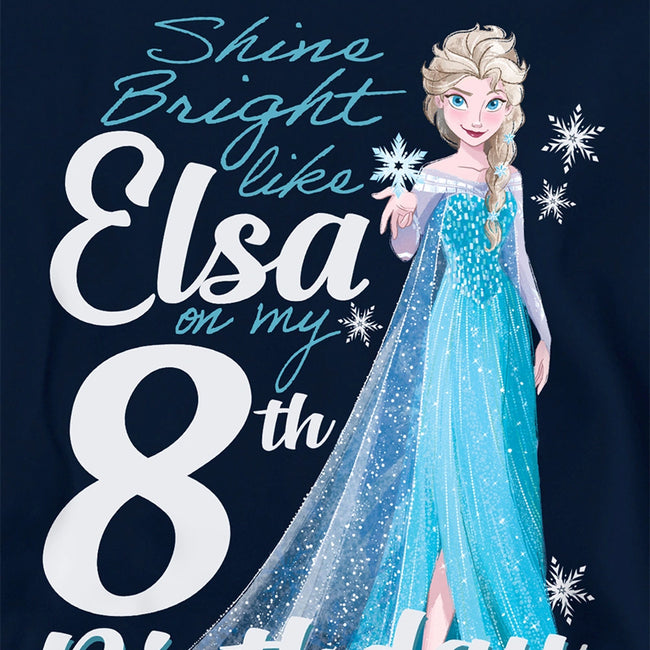 Navy - Side - Frozen Childrens-Kids Bright Like Elsa 8th Birthday Pullover Hoodie