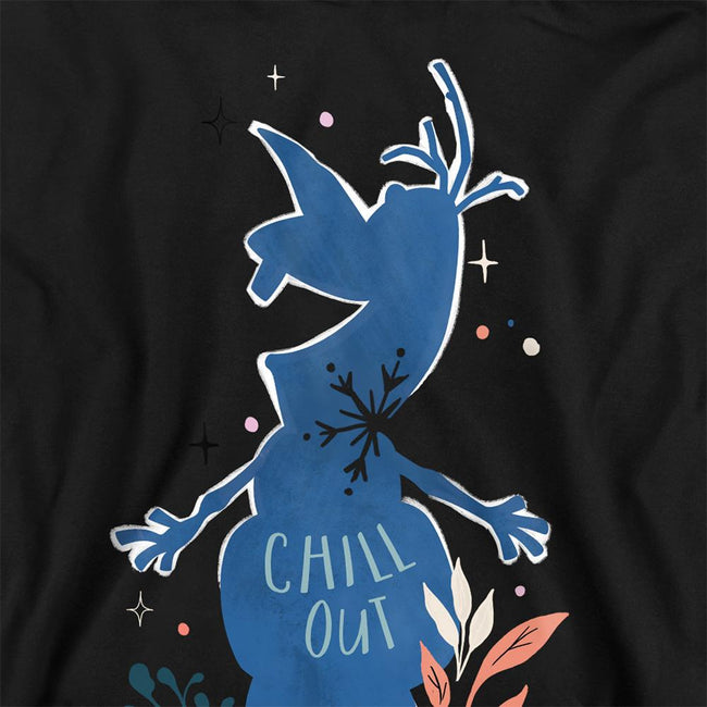 Black - Side - Frozen Childrens-Kids Chill Out Olaf Silhouette Pullover Hoodie