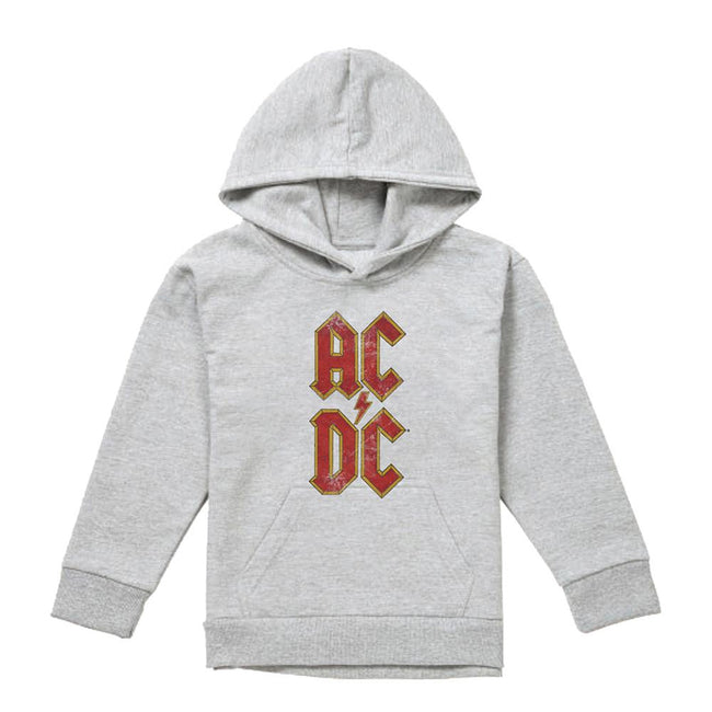 Athletic Heather - Front - AC-DC Childrens-Kids Stacked Logo Heather Hoodie