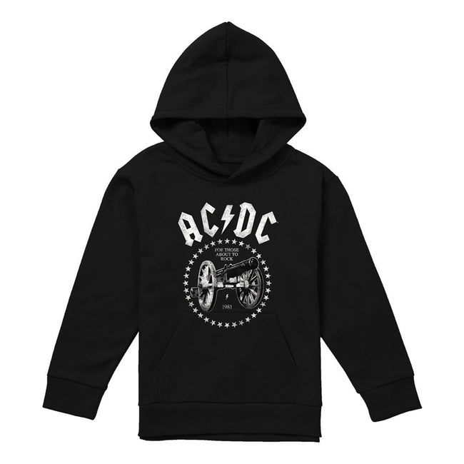 Black - Front - AC-DC Childrens-Kids About To Rock Cannon Hoodie