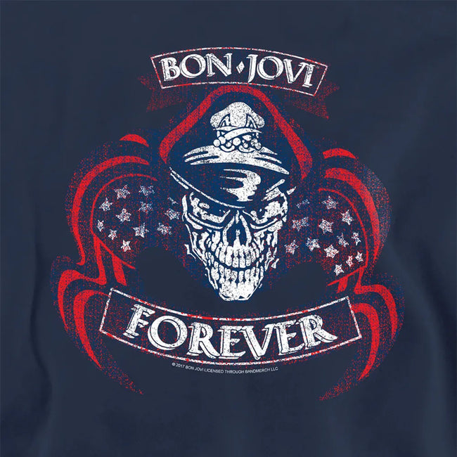 Navy - Pack Shot - Bon Jovi Unisex Adult Forever Skull Sweatshirt