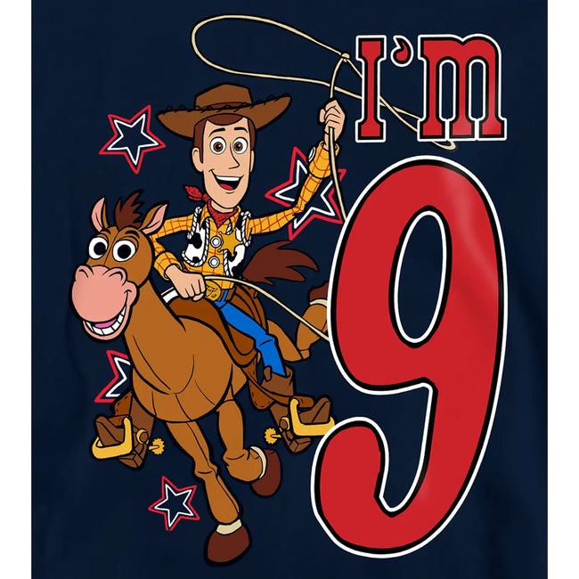Navy - Pack Shot - Toy Story Childrens-Kids I´m 9 Woody Birthday Pullover Hoodie