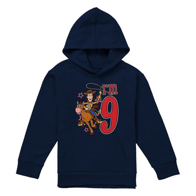 Navy - Front - Toy Story Childrens-Kids I´m 9 Woody Birthday Pullover Hoodie