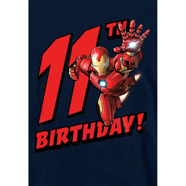 Navy - Side - Marvel Childrens-Kids Iron Man 11th Birthday Hoodie