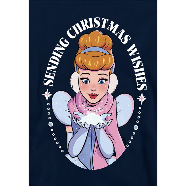 Navy - Side - Cinderella Childrens-Kids Sending Christmas Wishes Hoodie
