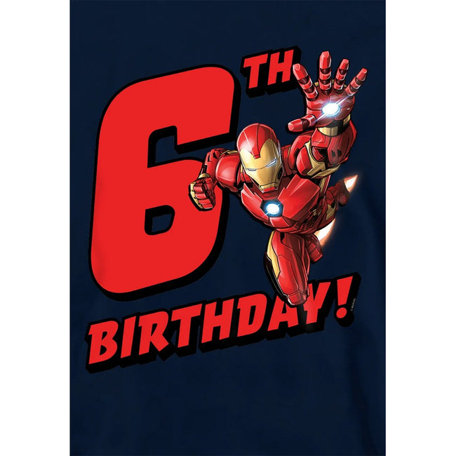 Navy - Side - Marvel Childrens-Kids Iron Man 6th Birthday Hoodie
