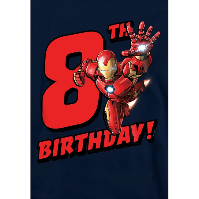 Navy - Side - Marvel Childrens-Kids Iron Man 8th Birthday Hoodie