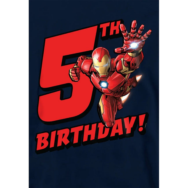 Navy - Side - Marvel Childrens-Kids Iron Man 5th Birthday Hoodie