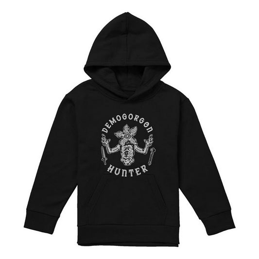 Black - Front - Stranger Things Childrens-Kids Hunter Demogorgon Pullover Hoodie