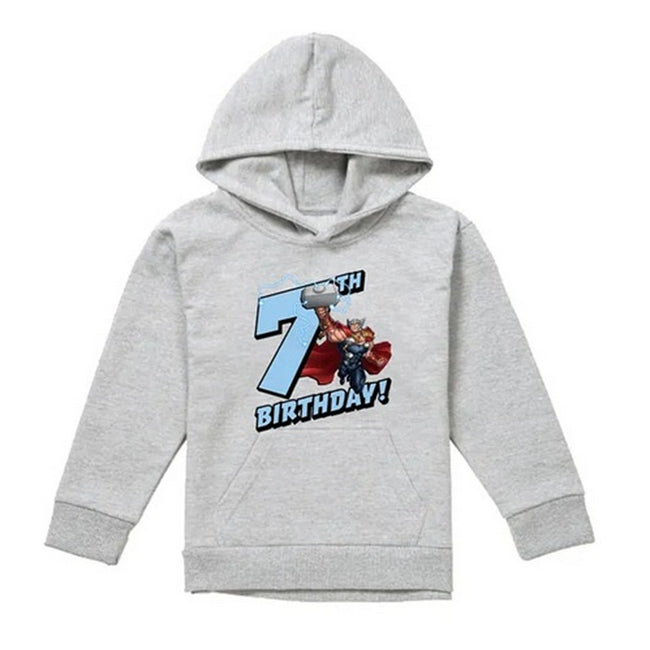 Athletic Heather - Front - Marvel Childrens-Kids Thor Heather 7th Birthday Hoodie