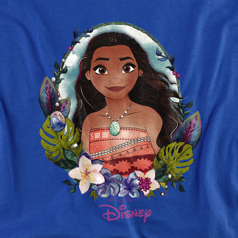 Royal Blue - Back - Moana Womens-Ladies Floral Portrait T-Shirt