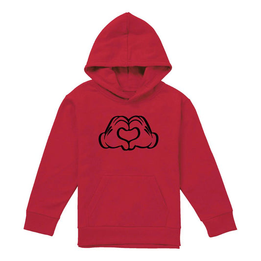 Red - Front - Mickey Mouse Childrens-Kids Love Hands Hoodie