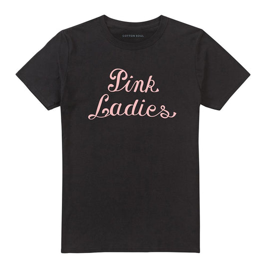Black - Front - Grease Unisex Adult Pink Ladies T-Shirt