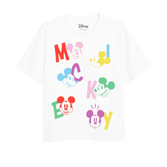 White - Front - Disney Girls Mickey Mouse Letter T-Shirt