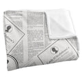 White-Black - Side - Bridgerton Silky Newsprint Lady Whistledown Supersoft Blanket