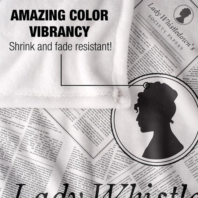 White-Black - Lifestyle - Bridgerton Silky Newsprint Lady Whistledown Supersoft Blanket