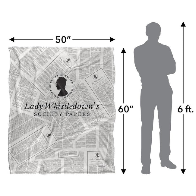 White-Black - Pack Shot - Bridgerton Silky Newsprint Lady Whistledown Supersoft Blanket