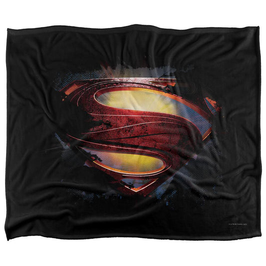 Black-Multicoloured - Front - Superman Man Of Steel Grungy Silky Shield Supersoft Blanket