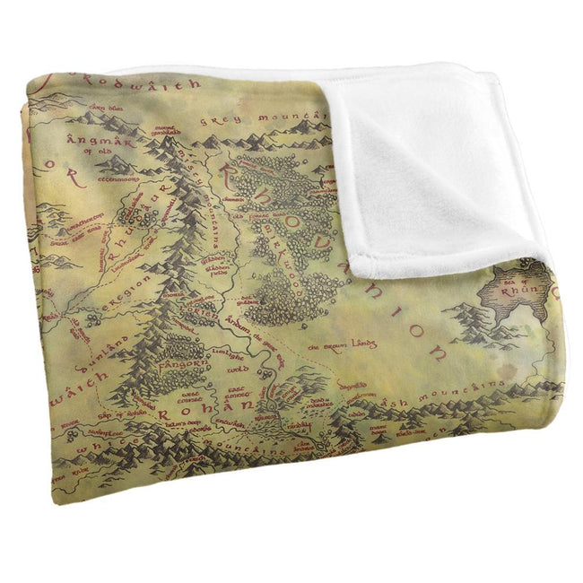 Champagne Gold - Side - Lord Of The Rings Map of Middle Earth Silky Supersoft Blanket