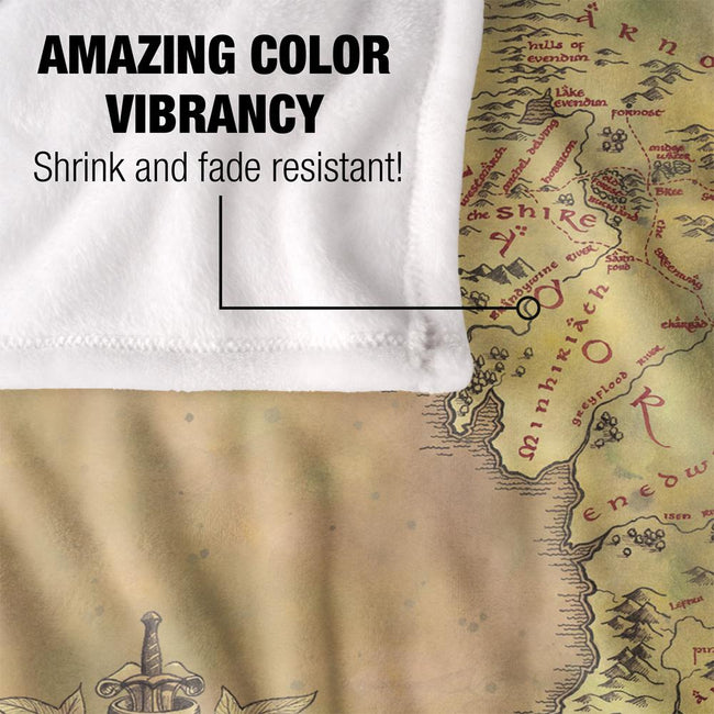 Champagne Gold - Lifestyle - Lord Of The Rings Map of Middle Earth Silky Supersoft Blanket