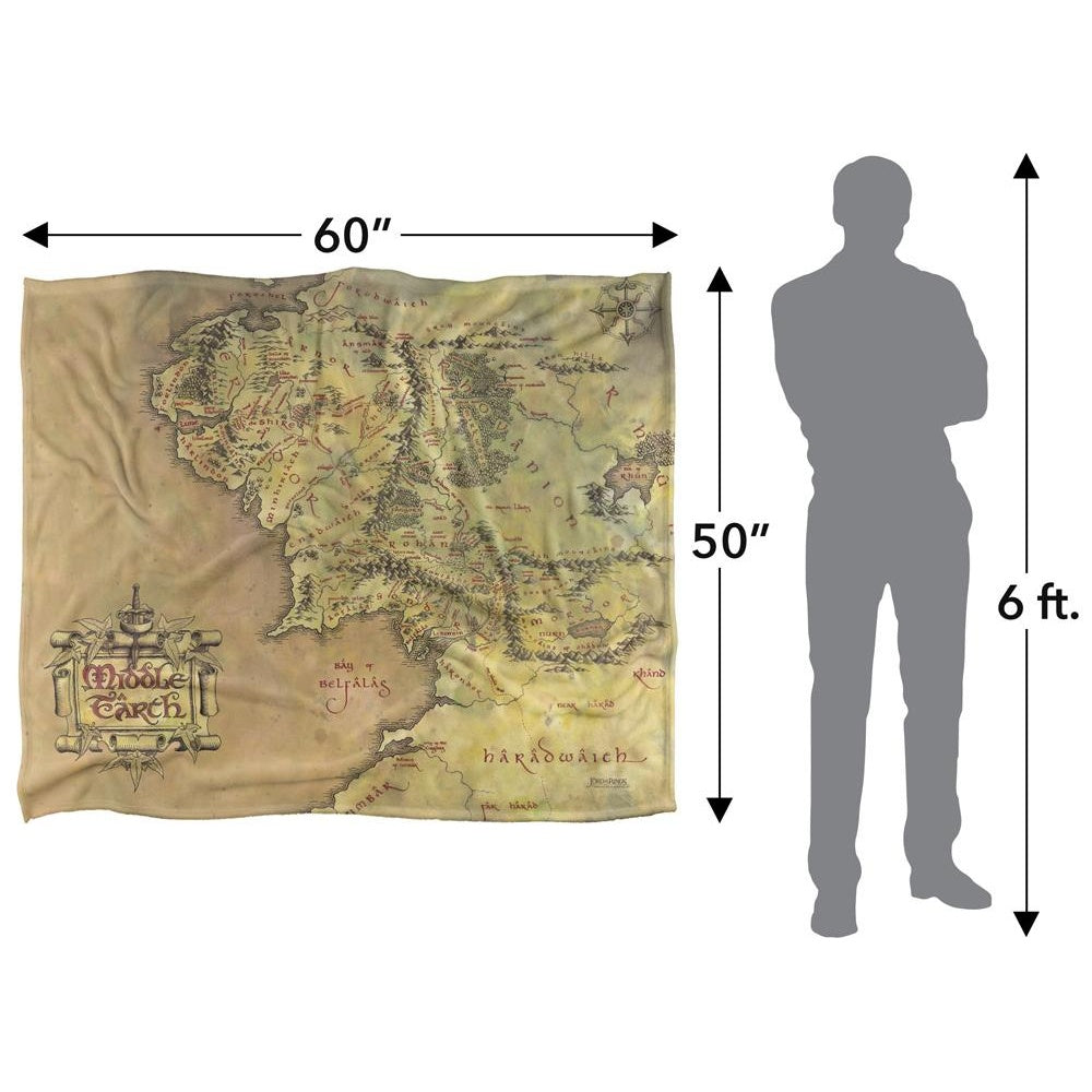 Champagne Gold - Close up - Lord Of The Rings Map of Middle Earth Silky Supersoft Blanket