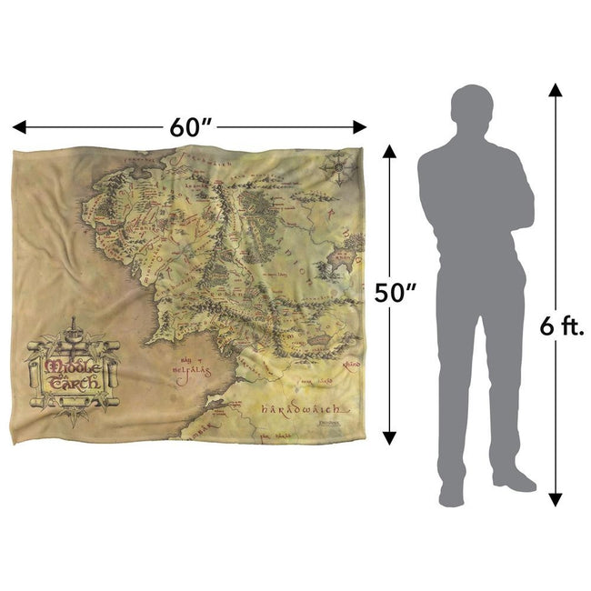 Champagne Gold - Close up - Lord Of The Rings Map of Middle Earth Silky Supersoft Blanket