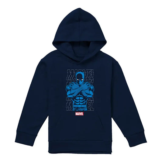 Navy - Front - Black Panther Childrens-Kids Stripe Hoodie
