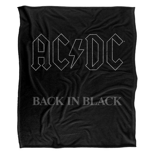 Black-Grey - Front - AC-DC Back In Black Silky Supersoft Blanket