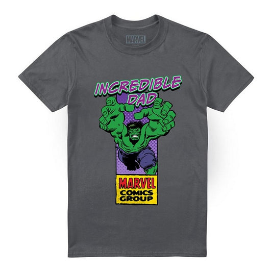 Charcoal - Front - Marvel Comics Mens Incredible Dad Hulk Corner Box Fathers Day T-Shirt