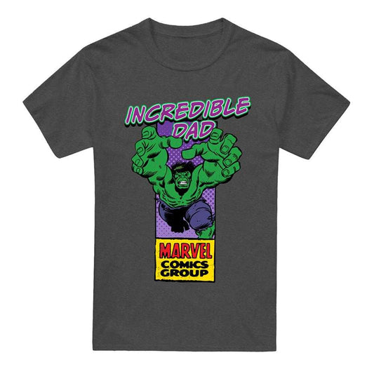 Dark Heather - Front - Marvel Comics Mens Incredible Dad Hulk Corner Box Heather Fathers Day T-Shirt