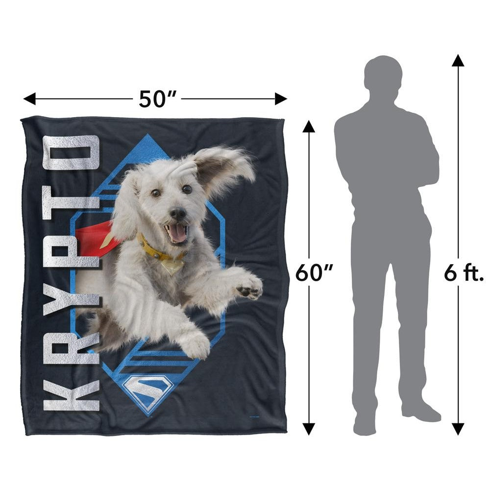 Black-White - Close up - Superman Silky Diamond Krypto Supersoft Blanket