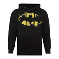 Black-Yellow - Front - Batman Mens Painted Effect Logo Hoodie