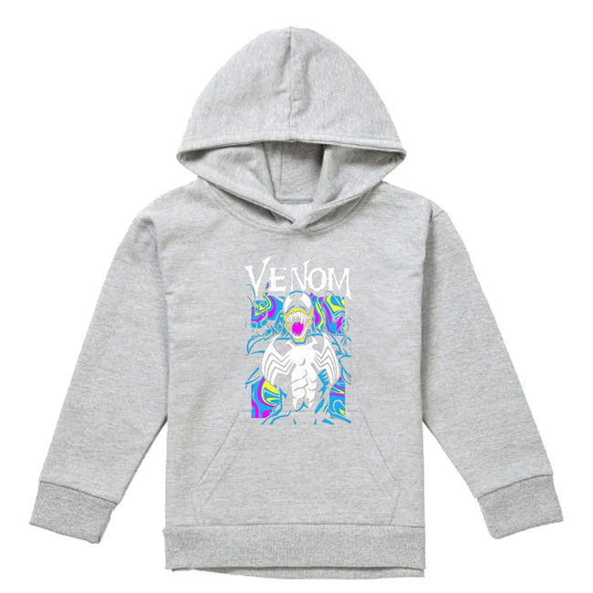 Athletic Heather - Front - Marvel Childrens-Kids Venom Marbled Pull Over Hoodie
