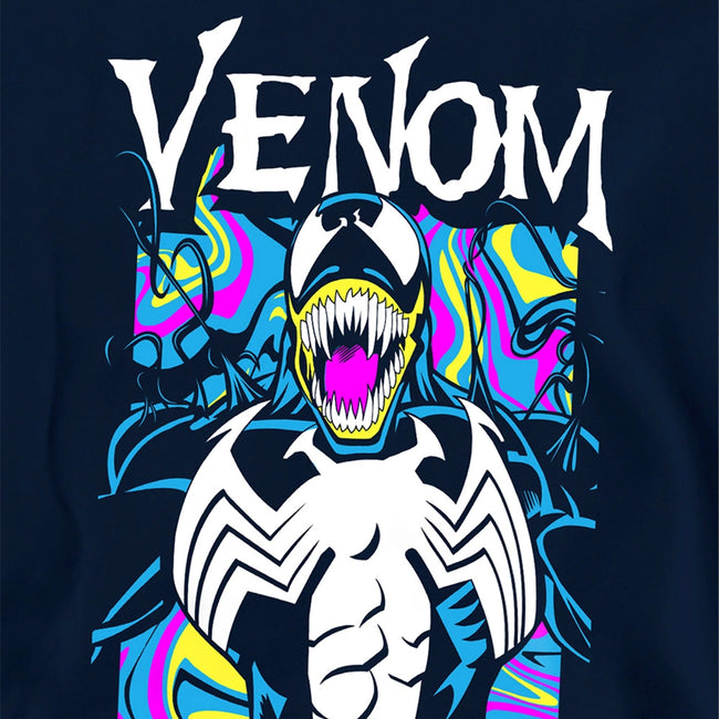 Navy - Side - Marvel Childrens-Kids Venom Marbled Pull Over Hoodie