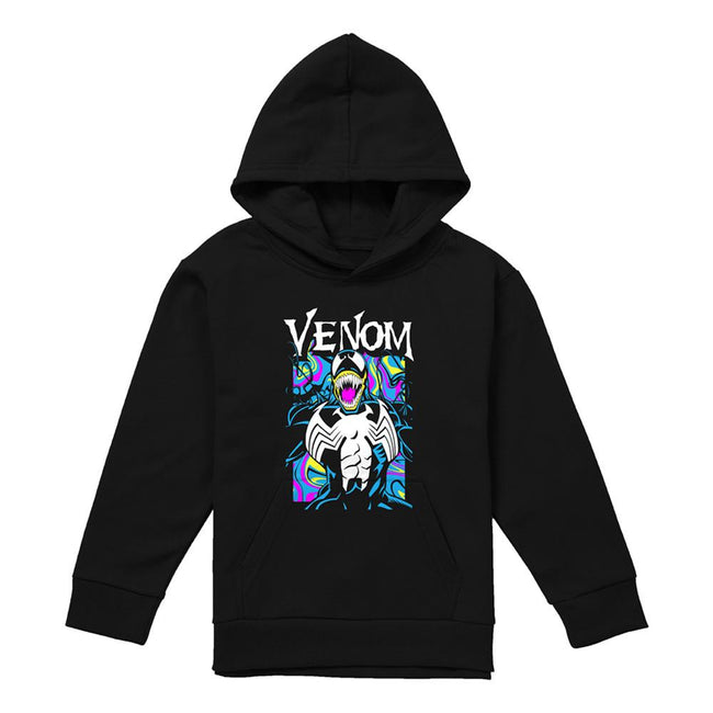 Black - Front - Marvel Childrens-Kids Venom Marbled Pull Over Hoodie