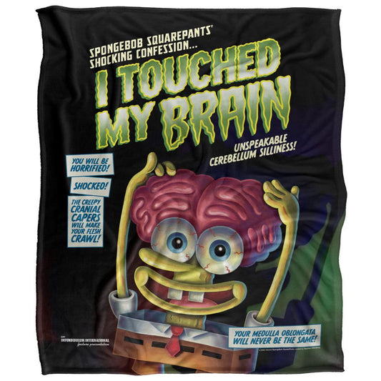 Multicoloured - Front - SpongeBob SquarePants Touched My Brain Silky Supersoft Blanket