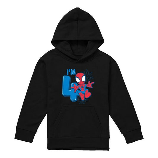Black - Front - Spider-Man Childrens-Kids Cute Spidey 4th Birthday Hoodie