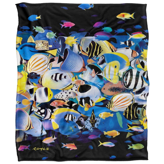 Multicoloured - Front - Royce McClure Night Dive Silky Tropical Fish Supersoft Blanket
