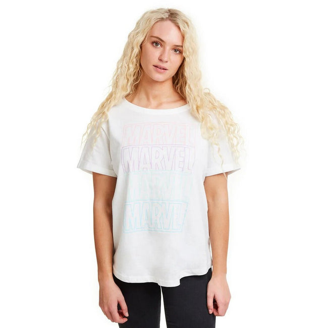 White - Lifestyle - Marvel Womens-Ladies Logo T-Shirt