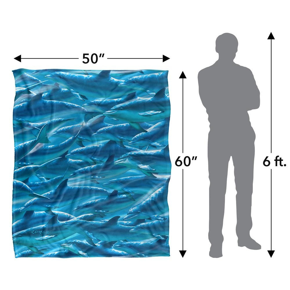 Blue - Close up - Royce McClure Silky Dolphin Race Supersoft Blanket