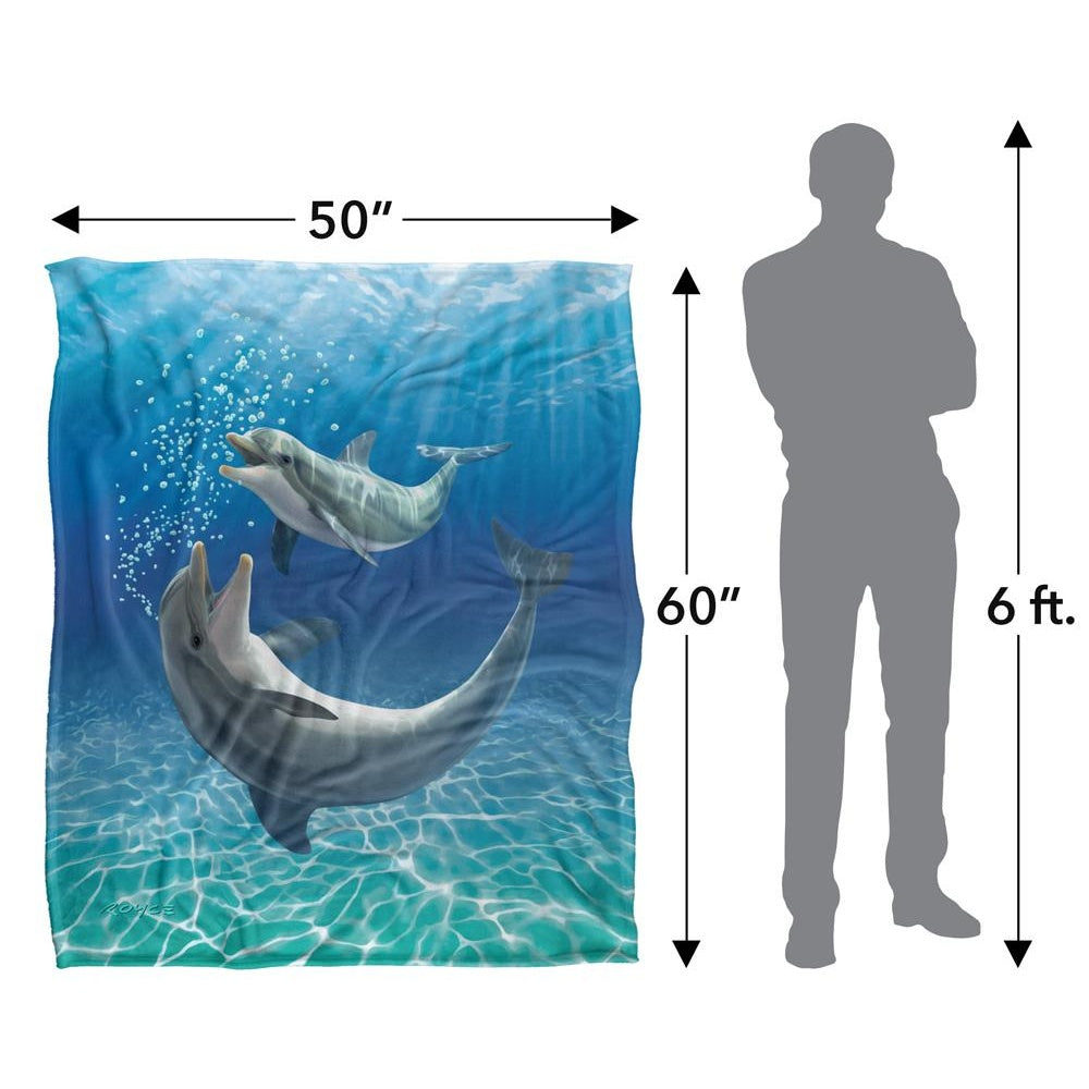 Blue-Grey-White - Lifestyle - Royce McClure Silky Dolphin Bubbles Supersoft Blanket