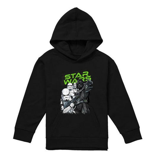 Black - Front - Star Wars: Return Of The Jedi Childrens-Kids Galactic Empire Darth Vader Sketch Hoodie