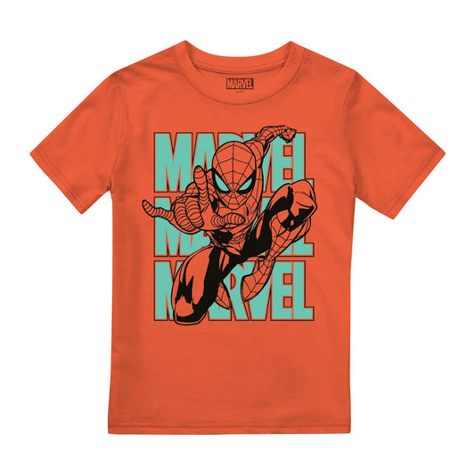 Orange - Front - Spider-Man Childrens-Kids Attack T-Shirt